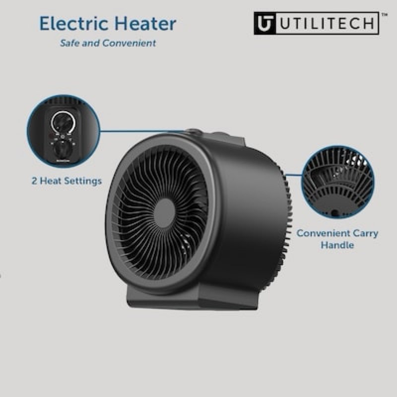 100+ bought last week utilitech 1500 -watt fan compact personal indoor electric space heater with thermostat item #5399301 | model #htfn1003n