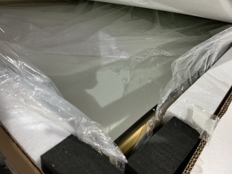 Condition photo showing Good Condition for andy star gold bathroom mirror, 24x36 inch beveled rectangle mirror, brushed brass mirror in stainless steel metal frame, wall mount for bathroom, bedroom, living room, mantel brushed gold 36"l x 24"w