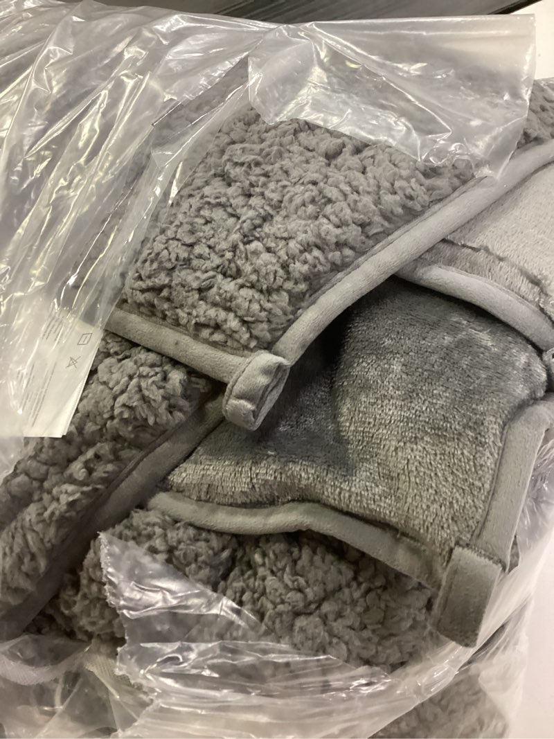 Condition photo showing Good Condition for Ultra-Soft Weighted Blanket 15lbs for Adults, Plush Sherpa Fleece Reversible Weighted Throw Comfort for Relaxation & Cozy Evenings, Hug-Like Security, Evenly Distributed, W60 x L80, Grey Grey 60" x 80" 15 LBS
