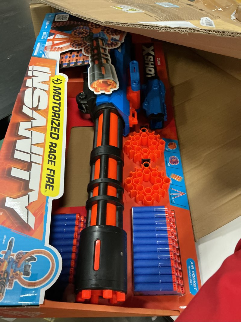 Condition photo showing Good Condition for X-Shot Insanity Motorized Rage Fire by ZURU 72 Darts, Air Pocket Technology Darts, Dart Storage, Blasting Power, Auto Feeding Belt, Tripod & Scope, Outdoor Toy for Boys, Girls, Teens, Adults
