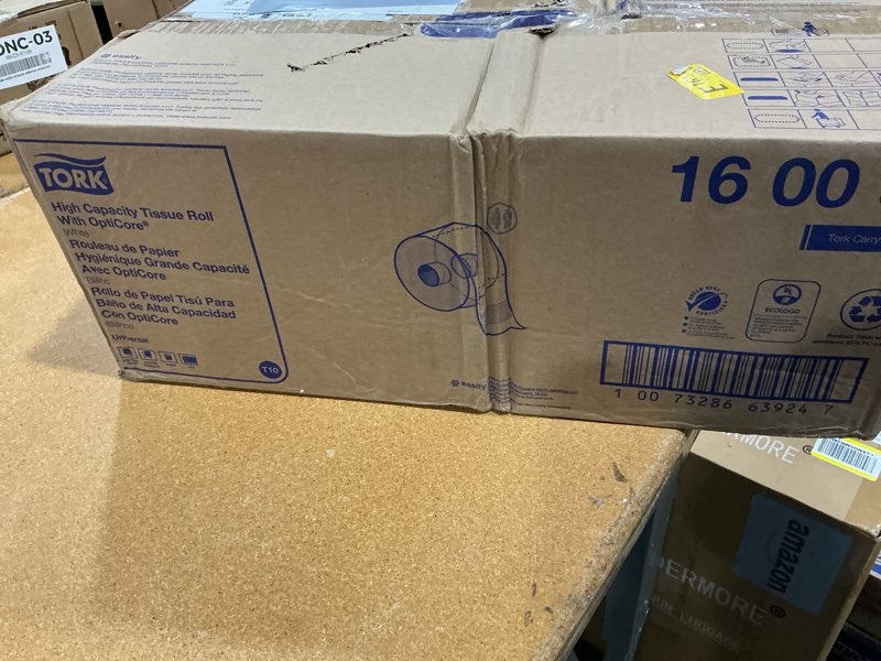 Condition photo showing As Is for tork opticore® mid-size toilet paper roll white t10, universal, 2-ply, 12 x 2000 sheets, 160090
