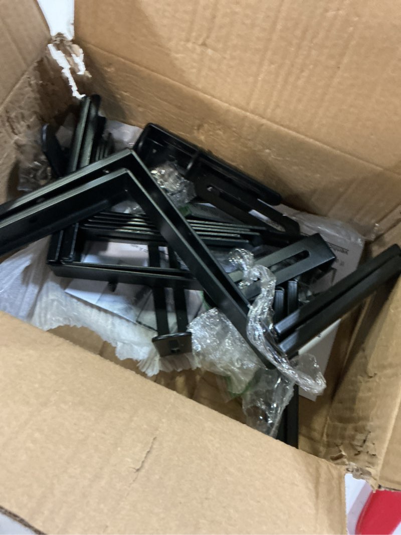 Condition photo showing As Is for viviken planter box brackets, adjustable flower brackets for deck railing, no drill window bracket for outdoor planters-4 pack 4 pack black no drill