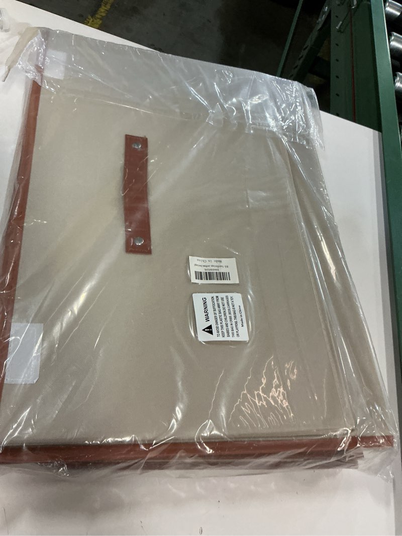 Condition photo showing New/Like New for Tuza 4 Pack Large Fabric Storage Bins with Lids, Foldable Storage Boxes with Lids for Organizing, Decorative Storage Boxes with Handles for Home, Bedroom, Closet, Office(Khaki, Extra Large) Khaki 4 Pack - Extra Large