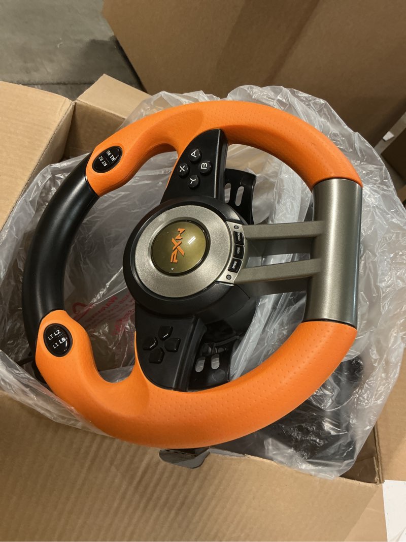 Condition photo showing Good Condition for PXN PC Racing Wheel, V3II 180 Degree Universal Usb Car Sim Race Steering Wheel with Pedals for PC, PS3, PS4, Xbox One, Xbox Series X/S, Switch (Orange)