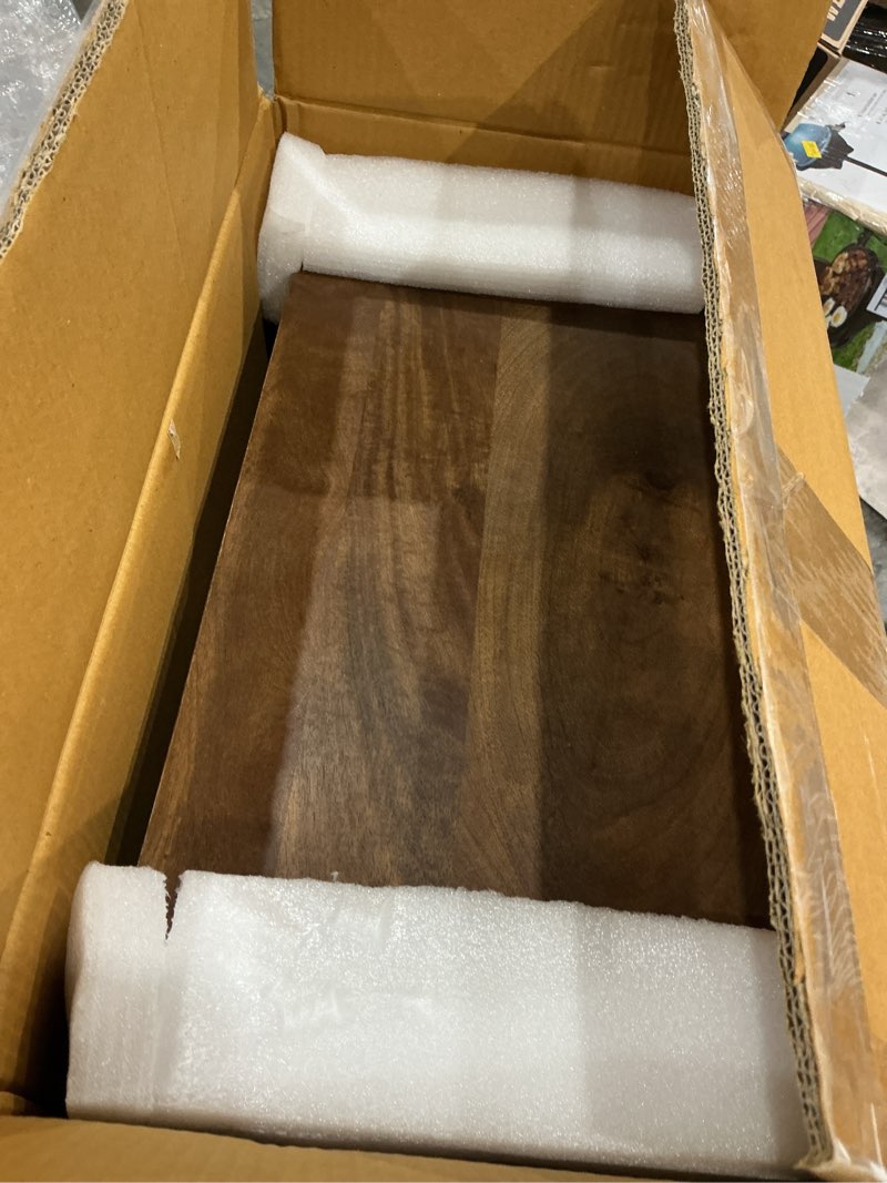Condition photo showing Good Condition for kate and laurel kato modern wood floating side table with drawer; 18 x 10 x 9; walnut brown; contemporary wooden floating nightstand for bedroom bedside table walnut brown 18x10x9