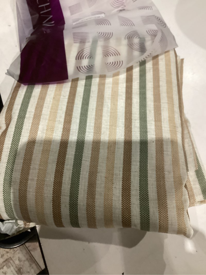 Condition photo showing Good Condition for jinchan Colorful Linen Curtains for Nursery Living Room Multi Green on Beige Striped Curtains for Bedroom Cute Ticking Stripe Farmhouse Baby Boys Kids Room Light Filtering Grommet 2 Panels 96 inch 50"W x 96"L (Pack of 2) Boxter Stripe Multi Green on Flax