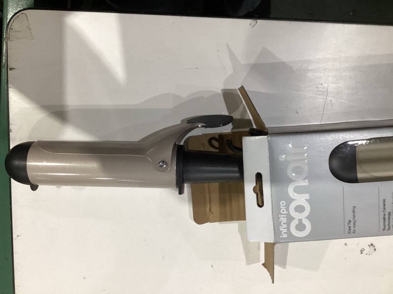 Condition photo showing As Is for infinitipro by conair tourmaline ceramic 1 ¾ -inch curling iron, 1 ¾ -inch barrel produces voluminous curls, hair curler for use on medium and long hair, dark grey 1 ¾ inch