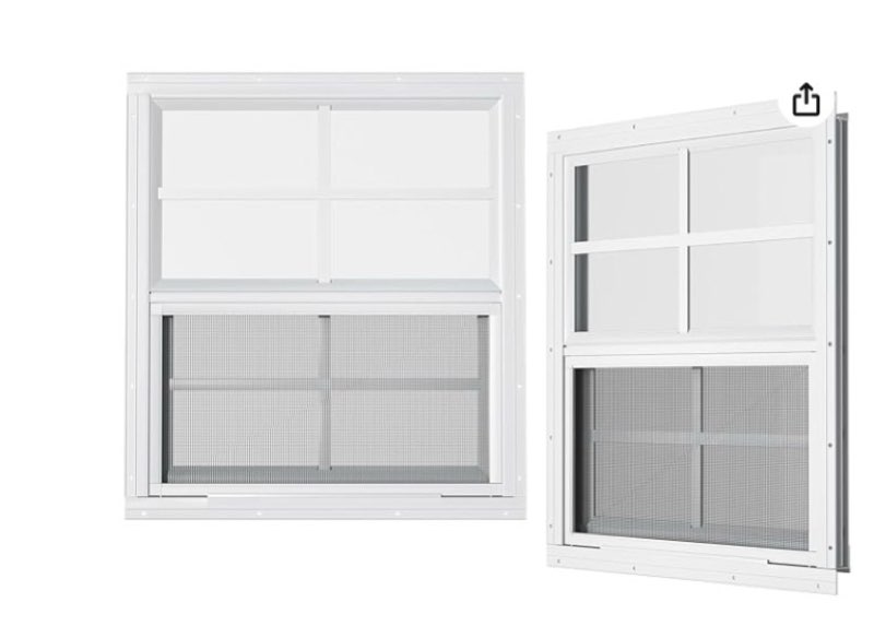 Shed window 36x36 white tempered