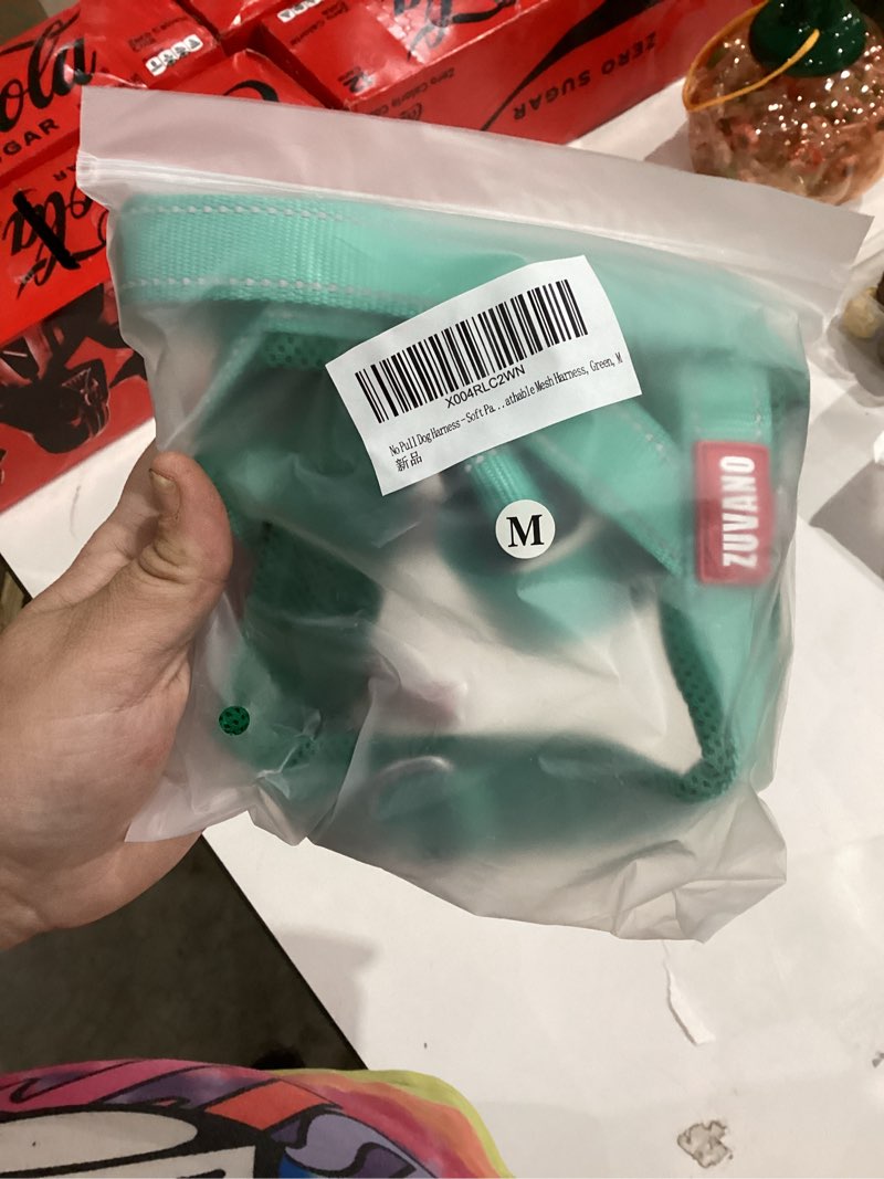 Condition photo showing New/Like New for Green Escape Proof Dog Harness, No Pull Emotional Support Soft Vest Harness Medium Sized Dog - Padded Lightweight Reflective Adjustable Breathable Mesh Harness with Handle, M Medium Green