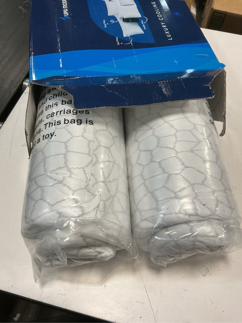Condition photo showing New/Like New for supa modern cooling bed pillows for sleeping 2 pack shredded memory foam pillows adjustable pillow for side back stomach sleepers luxury gel pillows queen size set of 2 with washable removable cover firm queen (2 count) original white (cooling)