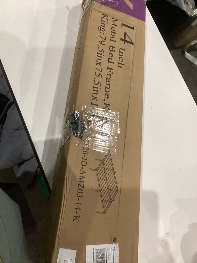 Condition photo showing New/Like New for Hunlostten 14in High King Bed Frame No Box Spring Needed, Heavy Duty King Platform Bed Frame with Round Corners, Easy Assembly, Noise Free, Black King 14 Inch