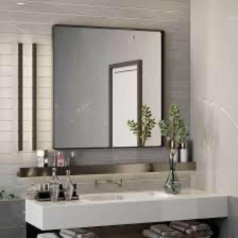 ISKM 30"x 30" Black Framed Bathroom Mirror for Wall, Bathroom Vanity Mirror Anti-Rust, Tempered Glas