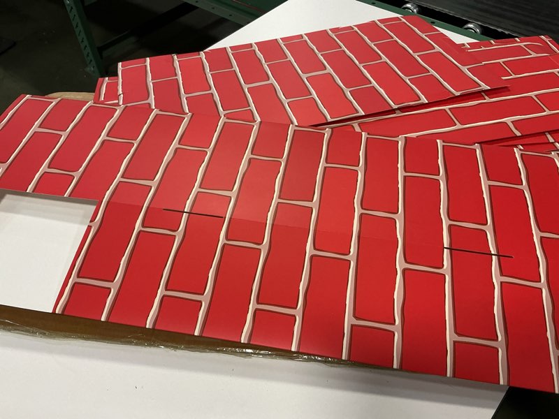 Condition photo showing As Is for (Incomplete) Fullhawl Christmas Corrugated Fireplace 35.5 x 29 x 8 Inch Cardboard Brick Fake Fireplace Backdrop 3