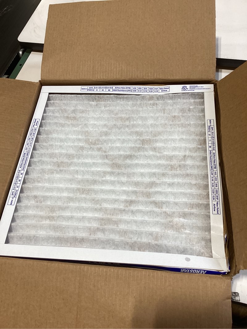 Condition photo showing As Is for aerostar 20x20x1 merv 6 air filter, 6 count, actual size (19.75 x 19.75 x 0.75), hvac, air conditioning & furnace filter for dust, lint & pollen control (mpr 300 / fpr 3), made in usa 6 pack merv 6 basic