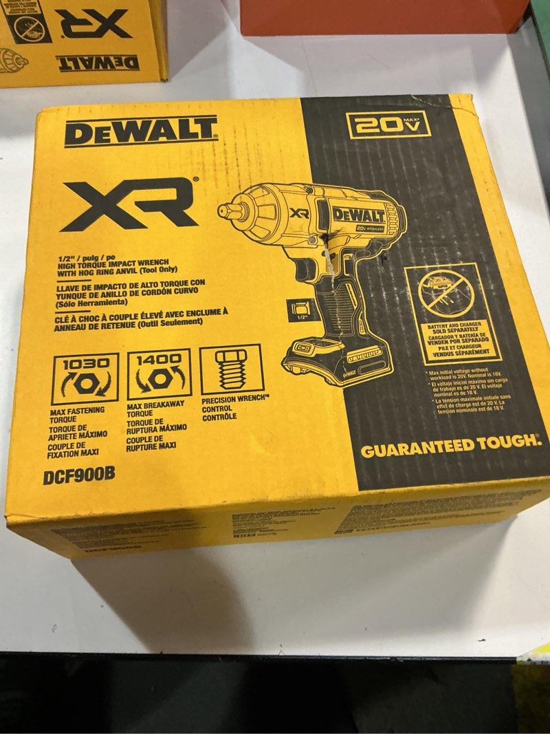 Condition photo showing New/Like New for DEWALT 20V MAX Cordless Impact Wrench, 1/2 Impact Gun, High Torque with Hog Ring Anvil, Tool Only (DCF900B) NEW Cordless Impact Wrench