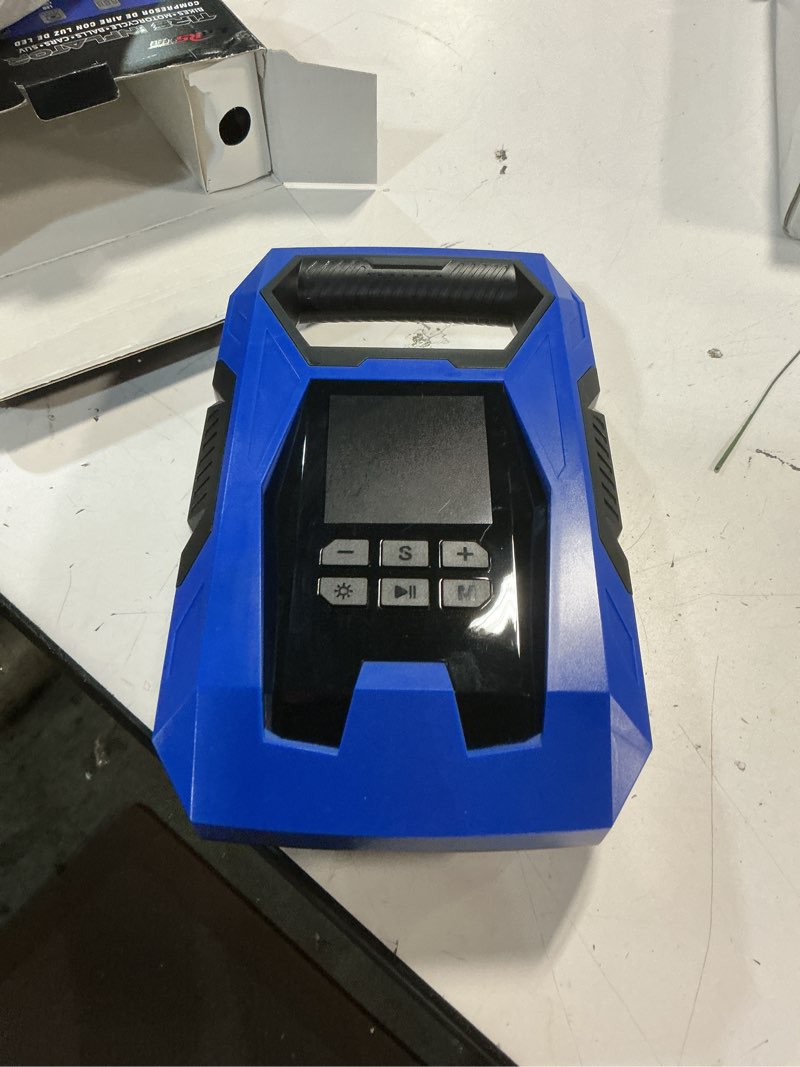 Condition photo showing Good Condition for carsun ac/dc tire inflator portable air compressor, dual power for home 110v ac and car 12v dc air pump with pressure gauge, auto shutoff, tire pump for car motorcycle bike and other inflatables, blue