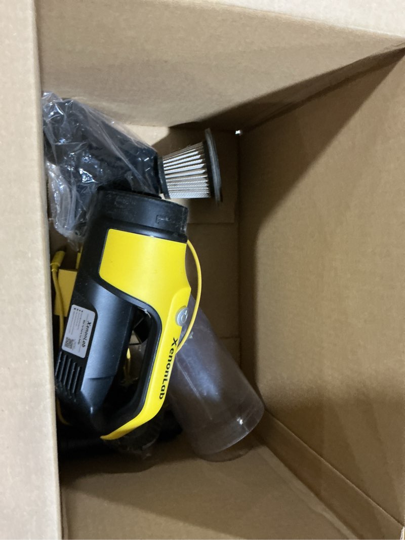 Condition photo showing As Is for Handheld Vacuum Cordless 1.1 Pounds Car Vac 10000PA Hand Held Vacuums 4-in-1 Hand Vac Cordless Rechargeable HEPA Filter Large Capacity Dust Cup for Car Office Home Pets Hair (Yellow)