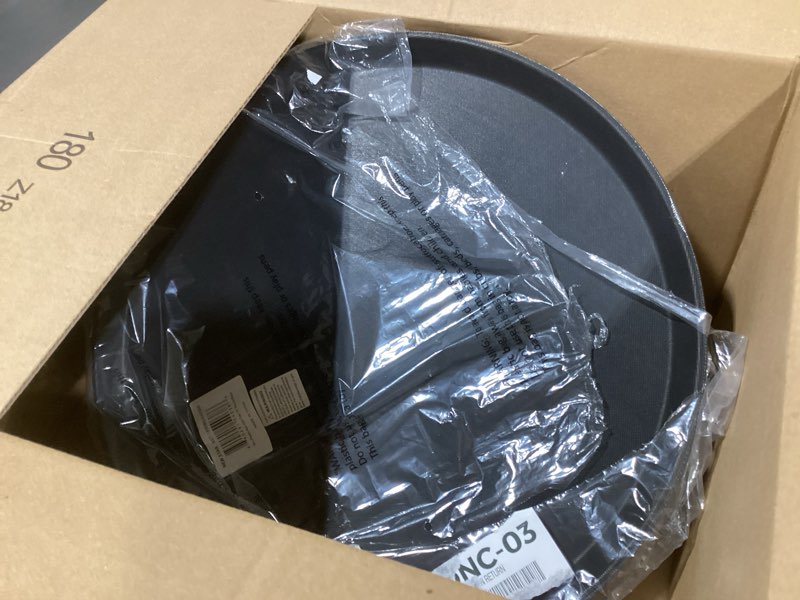 Condition photo showing As Is for New Star Foodservice Non-Slip Tray, Plastic, Rubber Lined, Round (Black, 18-Inch) Modern 18-Inch Black