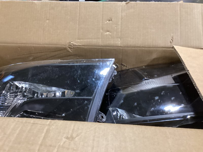 Condition photo showing As Is for Headlights Assembly For 2009-2018 Dodge Ram 1500 2500 3500, Fit For 09-18 Ram Quad or Dual Style Halogen Headlamp, Black Housing Amber Corner Head Lights Set Replacement Pair Black Amber