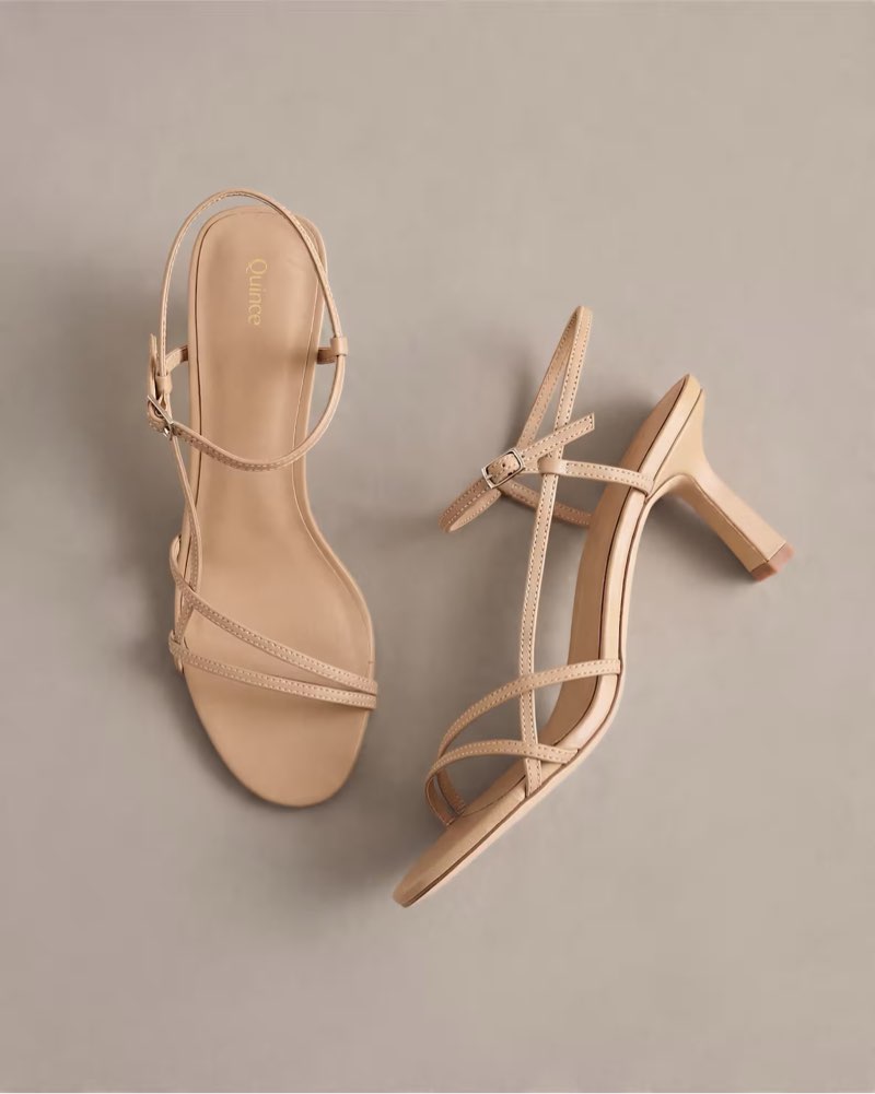 italian leather 70mm strappy heel size 8 cashew 