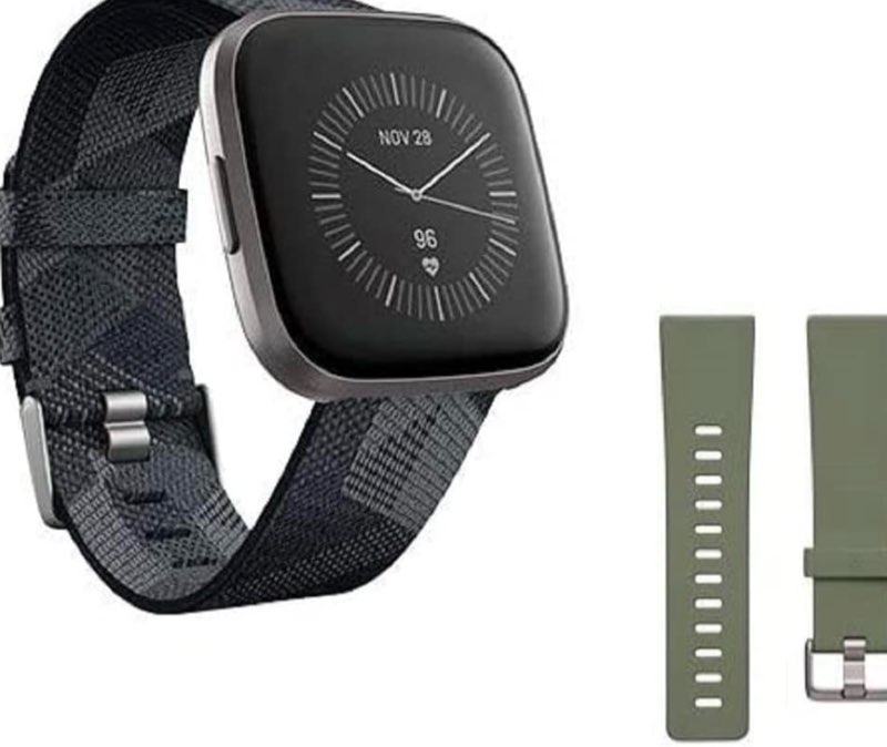 Fitbit Versa 2 Special Edition Health and Fitness Smartwatch with Heart Rate, Music, Alexa Built-In, Sleep and Swim Tracking, Smoke Woven/Mist Grey, One Size (S and L Bands Included) Smoke Woven/Mist Grey Special Edition