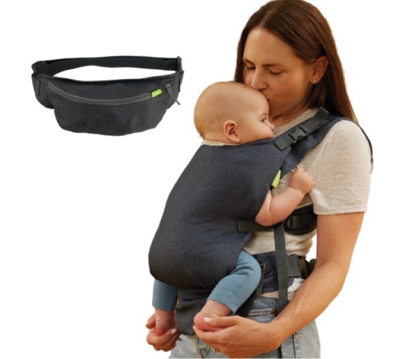 infantino fold & go 2-in-1 baby carrier, compact & lightweight, adjustable, for babies 12-40lbs, gra
