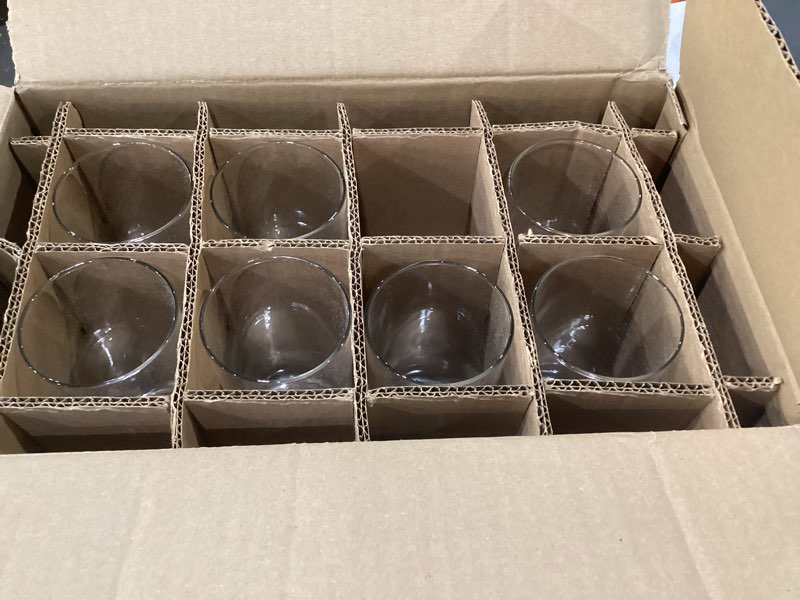 Condition photo showing As Is for libbey tumbler drinking glass sets, durable heavy base drinking glasses, lead-free tall water glasses set, sophisticated beer glasses set of 8, incomplete