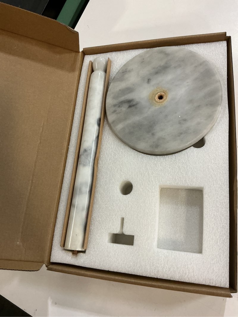 Condition photo showing Good Condition for koville carrara marble paper towel holder countertop, 6“ genuine stone paper towel holder stand for kitchen storage, for standard or jumbo-sized rolls bianco carrara