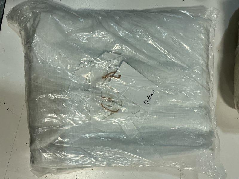 Condition photo showing Good Condition for quince european linen room darkening curtain, 48x96, white single panel