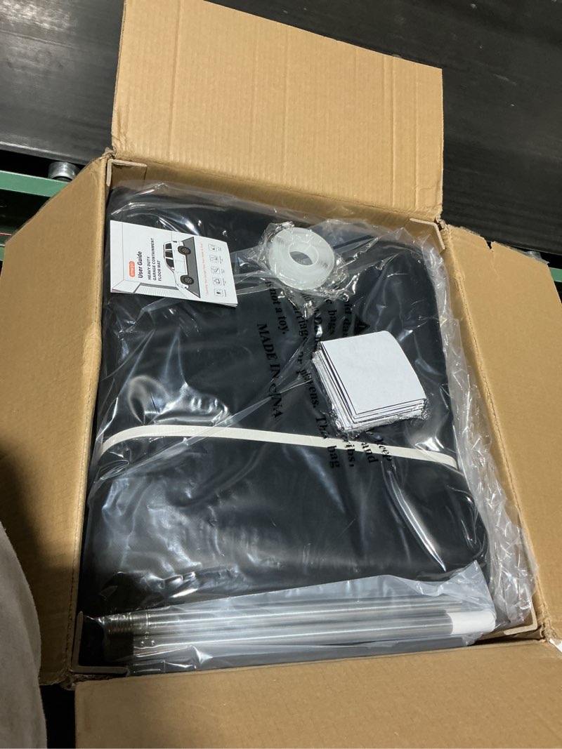 Condition photo showing Good Condition for Garage Floor Mat, Containment Mats for Under Car with Raised Edge Waterproof, Non-Slip Heavy-Duty 1000D PVC for Floor Against Snow, Rain & Mud M (7'9"x 18') Black