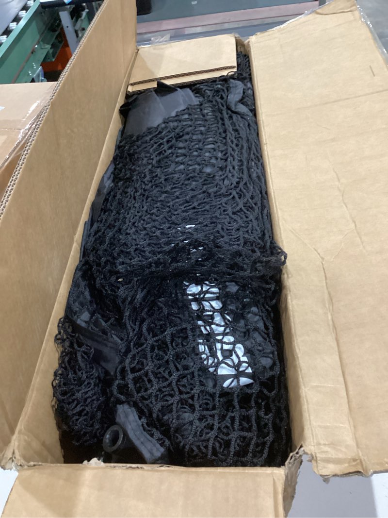 Condition photo showing Good Condition for mangostar golf net, 11x8ft golf simulators hitting net with high-density impact screen and target cloth, heavy duty practice cage for swing driving, home backyard garage indoor outdoor use