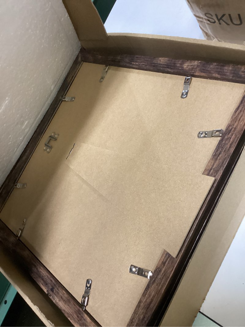 Condition photo showing New/Like New for irahmen 12x12 picture frame set of 4 with tempered glass, rustic frame display 10x10 pictures with mat or 12 x 12 without mat, wood square photo frames for desktop display and wall mounting brown 12x12
