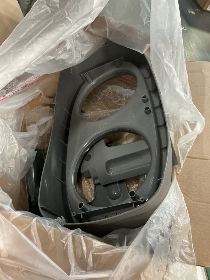 Condition photo showing As Is for IRIS USA Adjustable Elevated Dog Bowls, Raised Feeder with 2 Stainless Steel 64 oz Bowls, Spill-Guard Rim, 12.25" or 4.63" Heights, Durable Plastic, Made in USA, Dark Gray