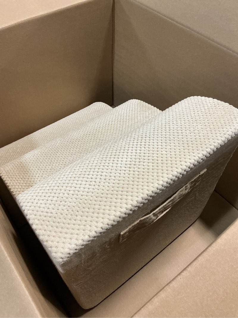 Condition photo showing As Is for aodisman dog stairs for small dogs,3 step dog ramp for couch and bed,pet stairs with non-slip bottom for old cats,indoor pet steps,comfort,durable,15.4" h beige 3