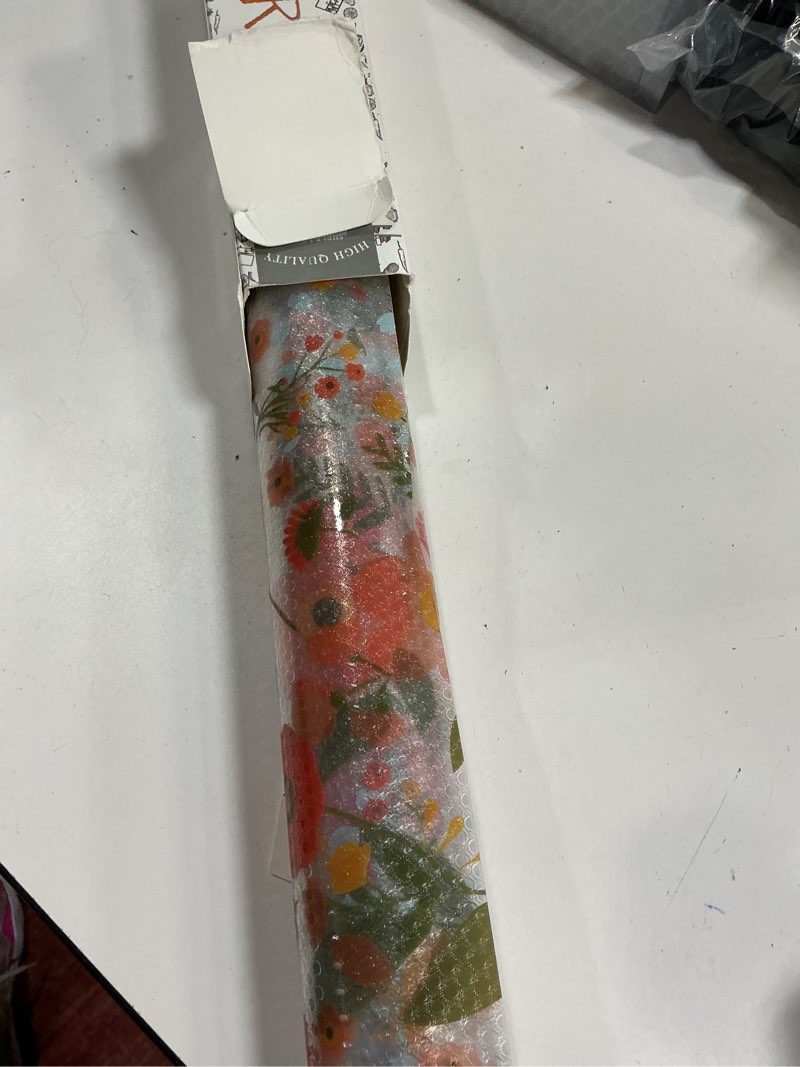 Condition photo showing As Is for Cooyes Shelf Liner – Premium Non-Adhesive Cabinet & Drawer Liner for Kitchen – Waterproof Shelf Paper with Modern Pattern – Durable EVA Cabinet Mat – Easy to Cut Green Orange 17.5"W x 197"L