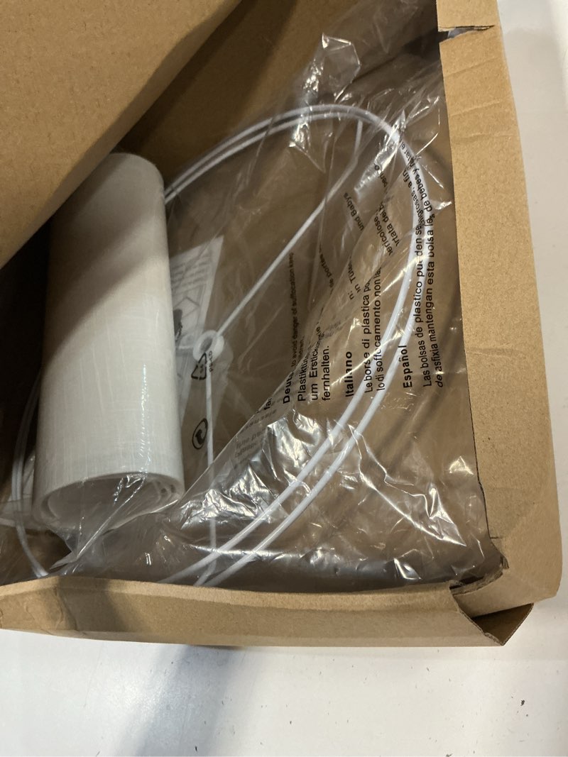 Condition photo showing As Is for white lamp shade, drum lamp shade for table lamps floor lamp, 13" top x 13" bottom x 10" high white large line fabric lamp shade, easy assembly replacement lampshade white-1pack