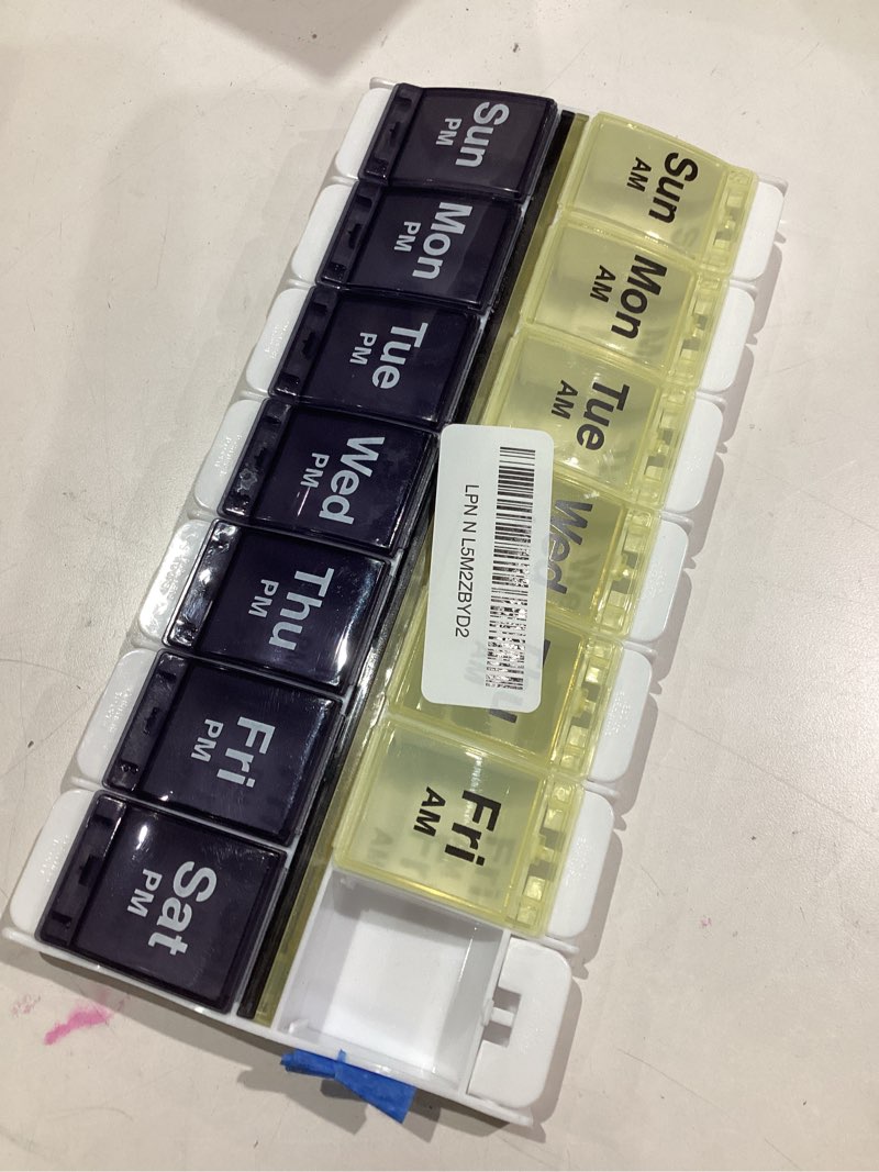 ezy dose push button (7-day) pill case, medicine planner, vitamin organizer, 2 times a day, am/pm co