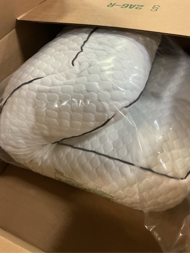 Condition photo showing Good Condition for HOMBYS Shredded Memory Foam Knee Pillow for Side Sleepers, 5.5" Height Pillow Between Legs for Aligns Spine & Relieves Pressure Hip & Leg Elevation, Supportive Pillow for Pregnancy, Sciatic,White Height-5.5" White