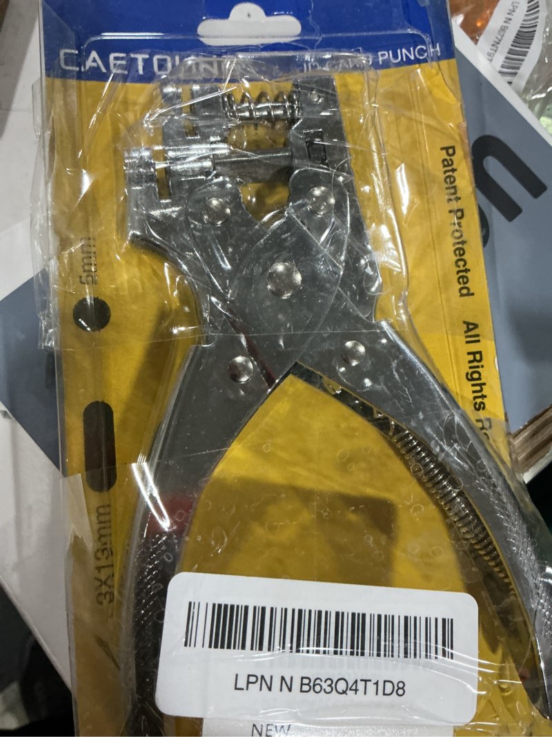 Condition photo showing Good Condition for 2 in 1 badge slot hole punch for id cards, heavy duty hand punch metal hole puncher for pvc material, business cards, paper and cardstock (5mm round hole &13mm x 3mm slot hole, silver)