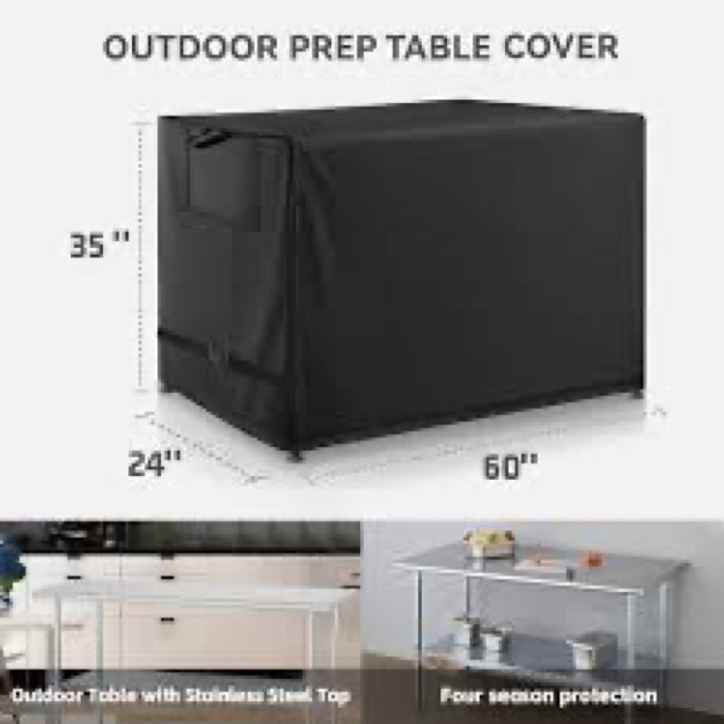 Wnanan Outdoor Prep Table Cover - Heavy Duty Waterproof Cover for Outdoor Stainless Steel Table,Blac