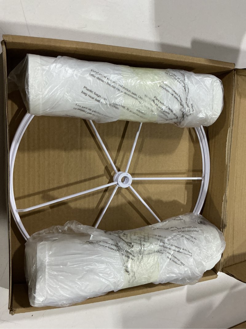 Condition photo showing Good Condition for lamp shades set of 2, 12"x12"x10" large white linen drum lampshade for table lamps floor lamp, natural linen fabric replacement lamp shade, hand crafted medium lampshade, easy assembly