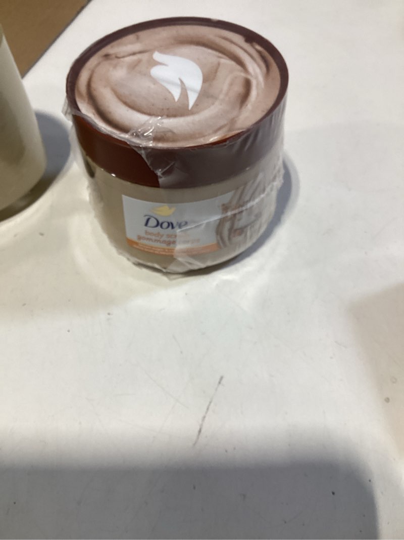 Condition photo showing New/Like New for dove brown sugar and coconut butter body scrub exfoliates and deeply nourishes for smooth, radiant skin 15 oz brown sugar & coconut butter 15 ounce (pack of 1)