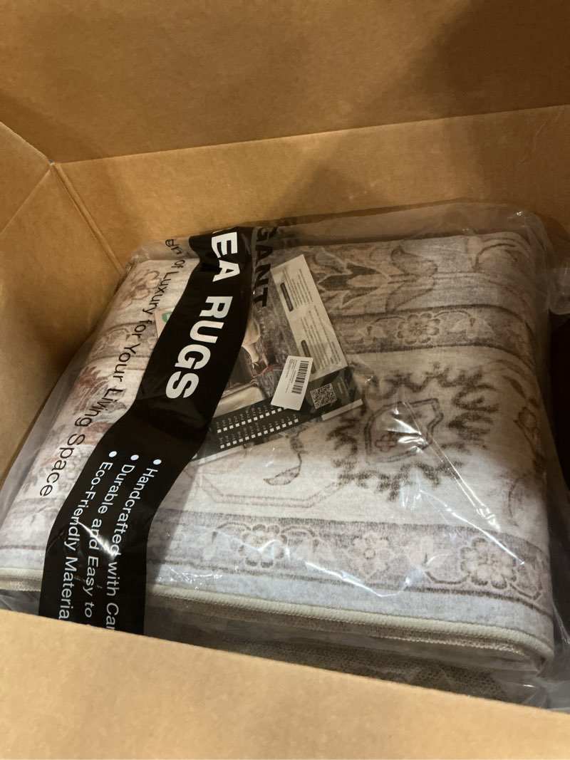 Condition photo showing New/Like New for WITSHOCK 8x10 Area Rugs for Living Room: Machine Washable Non Slip Vintage Carpet - Low Pile Lightweight Print Rug for Bedroom Dining Room Kitchen Table - Stain Resistant for Household (Light Blue) Light Blue/Light Ivory/Beige 8' x 10' (Rectangular)