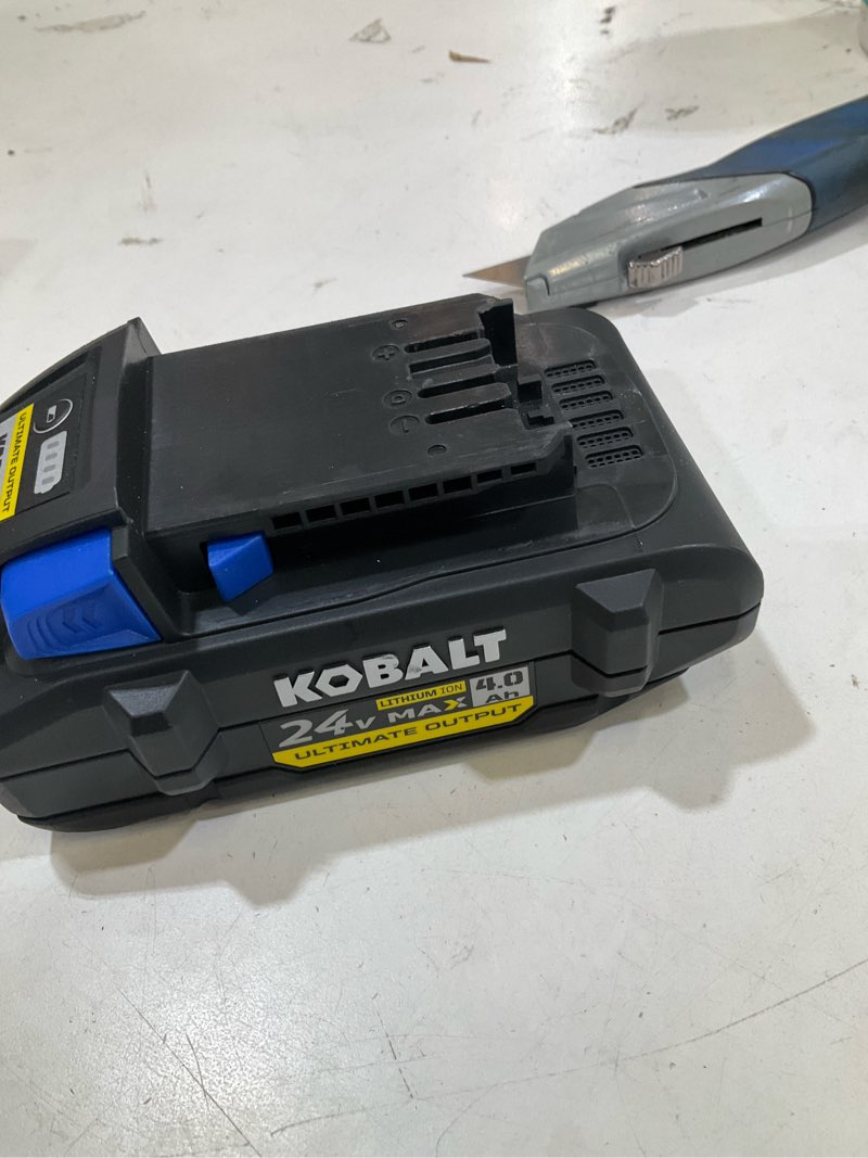 Condition photo showing As Is for kobalt ultimate output 24 -volt 1 -pack battery ( 4 ah lithium )