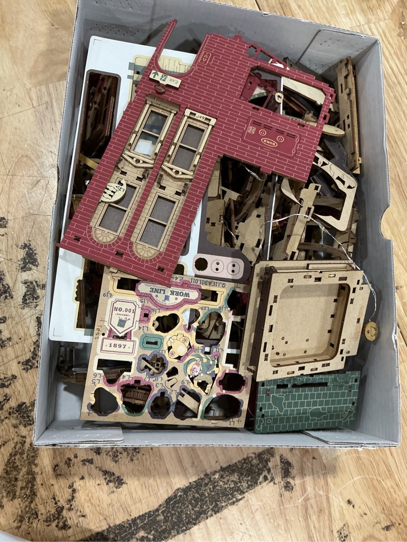 Condition photo showing As Is for hrp robotime christmas dream gift factory wooden music box