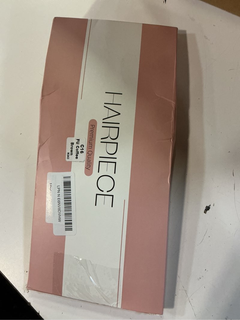 Condition photo showing New/Like New for fu coffee brown lace front hair toppers with band for women 5.5x4 pre-cut closed lace hairline synthetic straight hair wear and go glueless toppers for beginners bernstein