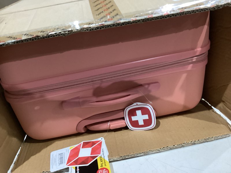Condition photo showing As Is for incomplete, only 1 piece ))))) swissgear 7366 signature hardside expandable luggage with spinner wheels, tsa lock, cup-holder, coral almond, 3-piece set (19/23/27) 3-piece set (19/23/27) coral almond