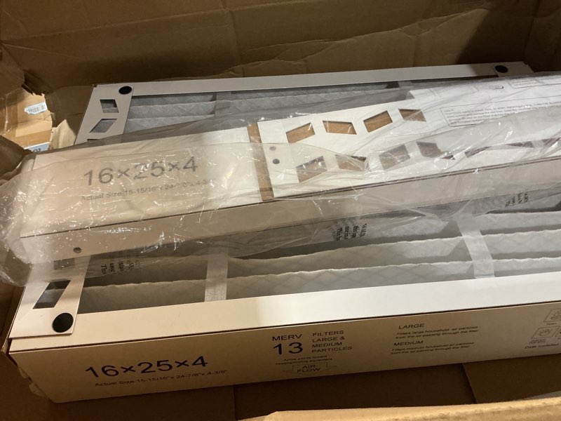 Condition photo showing Good Condition for derblue 2pack 16x25x4 merv 13 furnace filter replacement compatible with honeywell fc100a1029 pleated hvac,foldable design for easy installation & space-saving(actual size: 24.88 x 15.94 x 4.38 in)