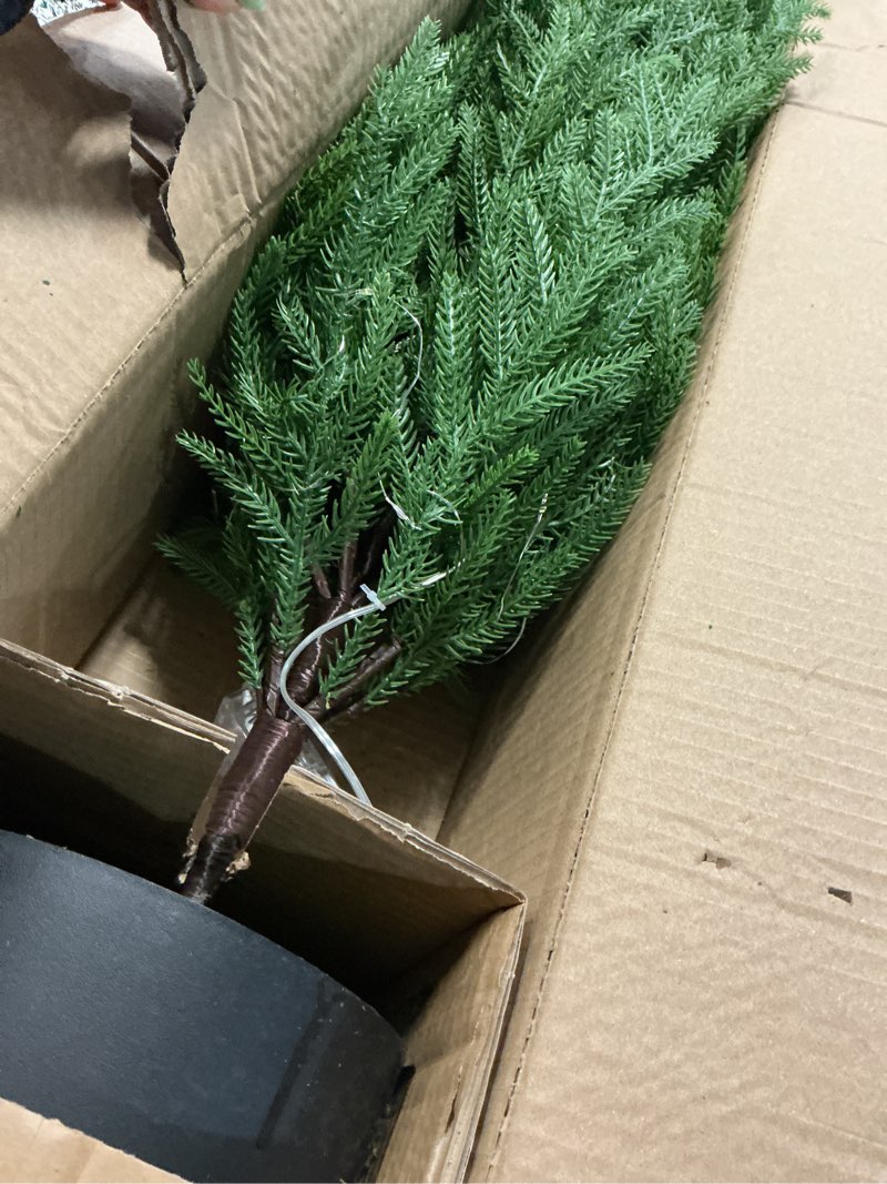 Condition photo showing Good Condition for ENVEN 4FT Pre-Lit Artificial Norfolk Pine Christmas Tree – Realistic Potted Tree with 100 LED Lights & 8-Function Battery Box, Pre-Assembled Faux Holiday Décor for Indoor Use
