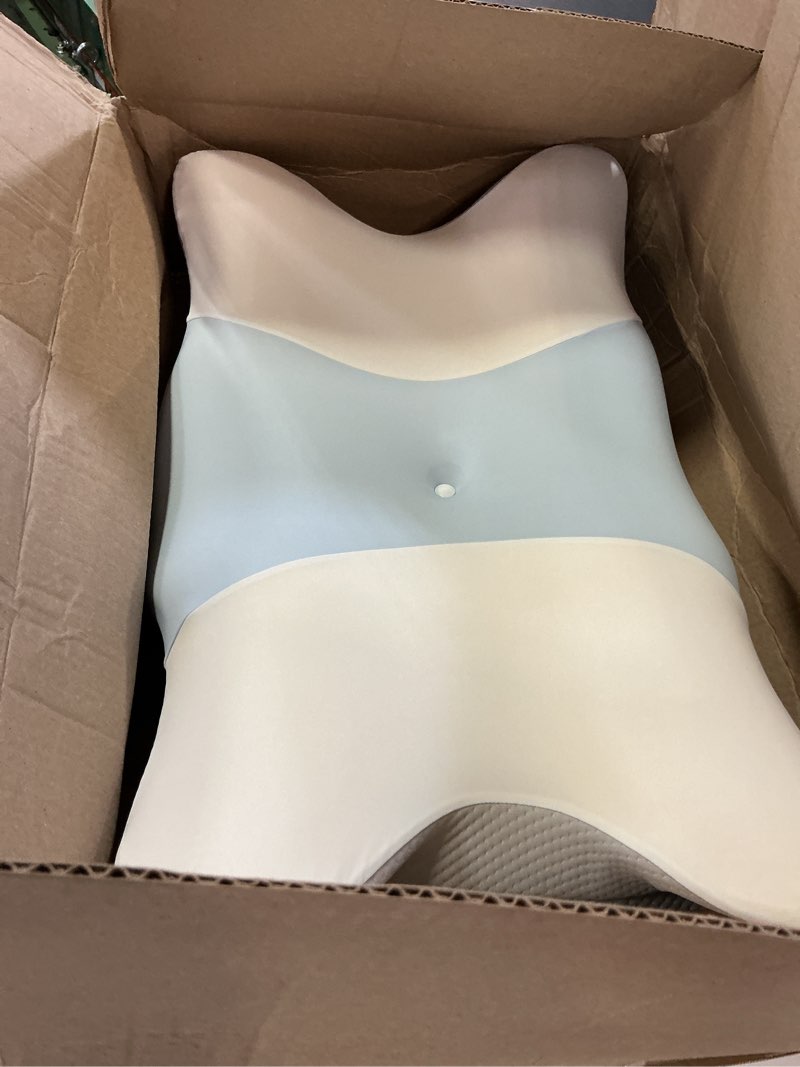 Condition photo showing Good Condition for cervical pillow for neck and shoulder pain relief - ergonomic neck pillow for sleeping, contour memory foam pillows side sleeper pillow for neck support, bed pillow for side back stomach sleepers white & blue